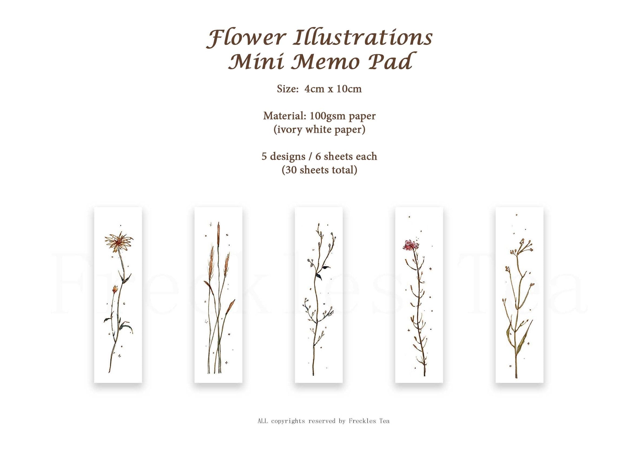 Freckles Tea Mini Memo: Floral Illustration