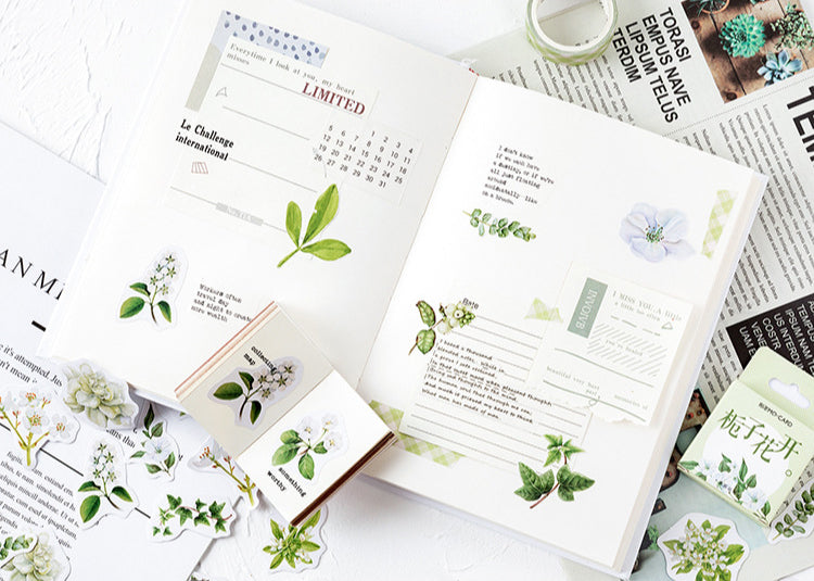 Gardenia Flowers Box Sticker Set