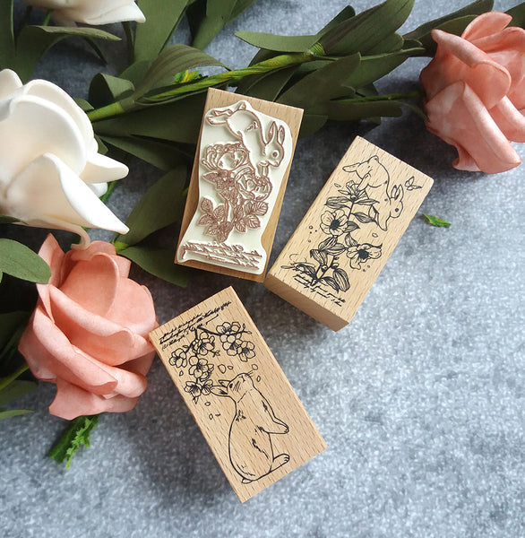 Kumayankee Stamp: Bunnies Love Flowers