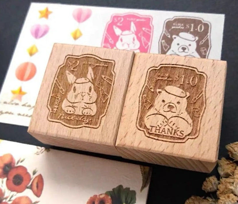 Kumayankee Stamp: Bunny and Bear Postage Stamp