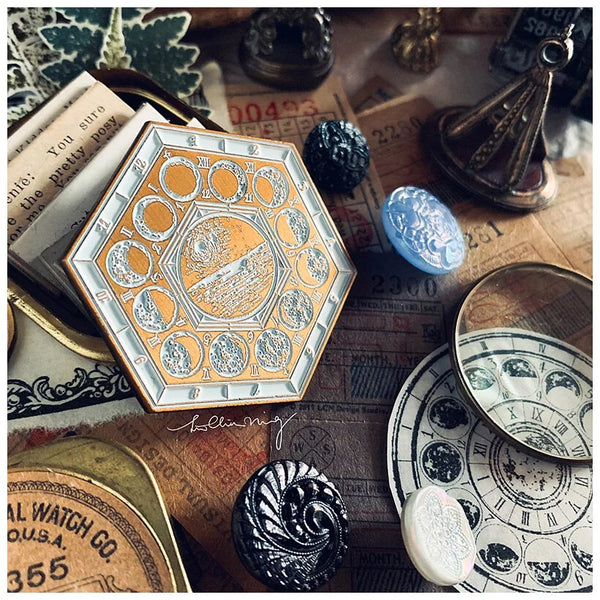 LCN Design Studio: Moon Phase Enamel Brooch (Hexagon)