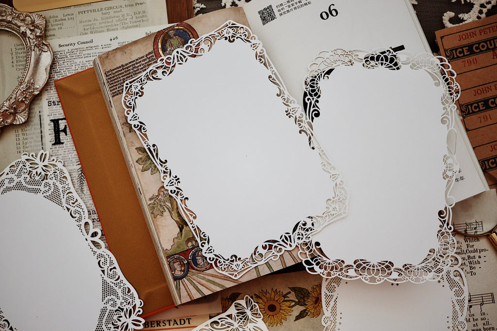 Pearlescent Lace Collage Cards