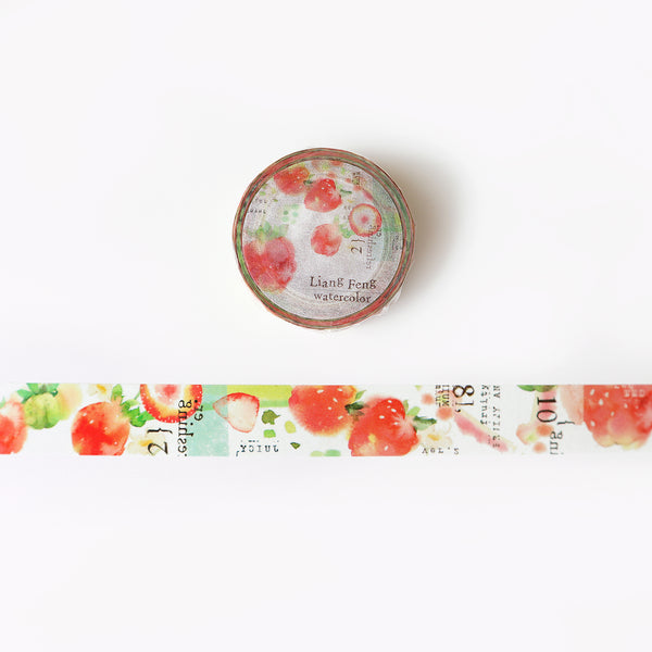 Liang Feng Watercolor Washi Tape: Strawberry Mint (MTW-LF-004)