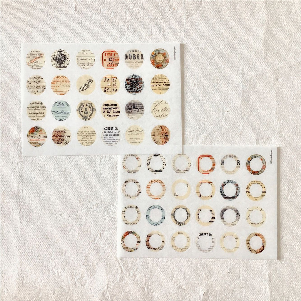 Circular Vintage Collage Sticker Sheets
