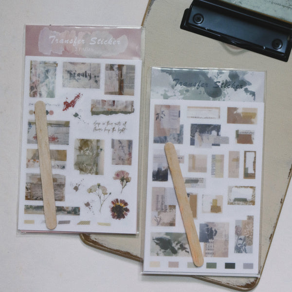 Retro Collage Themed Rub On Stickers (Series C)