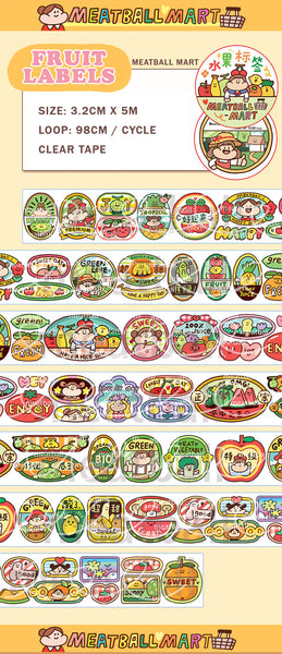 Meatball Washi Tape: Fruit Labels