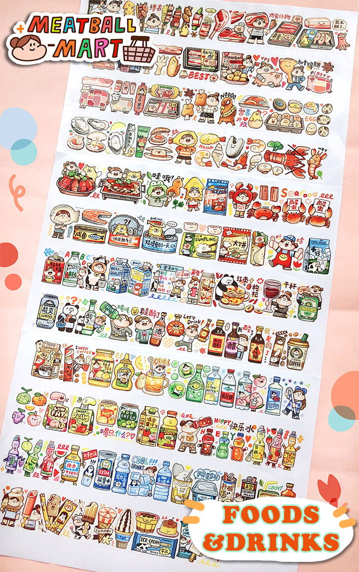 Meatball Washi Tape: Foods and Drinks