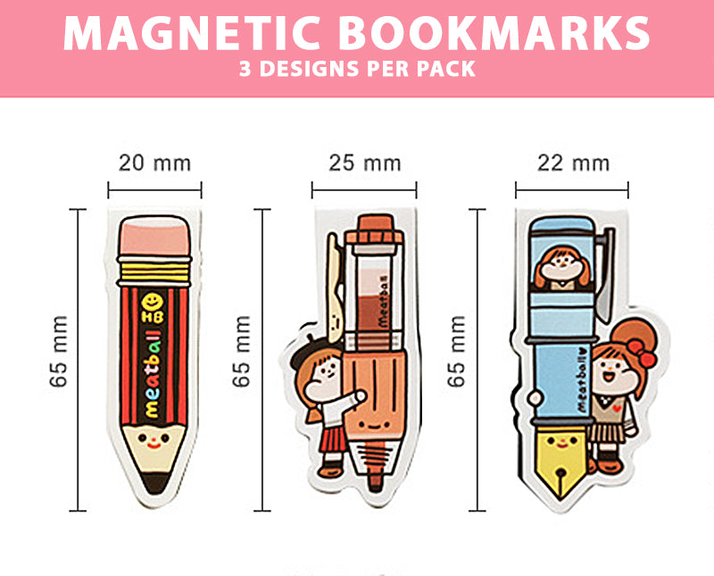 Meatball Magnetic Bookmarks: Pens and Pencils