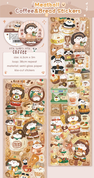 Meatball Sticker Tape: Coffee and Bread