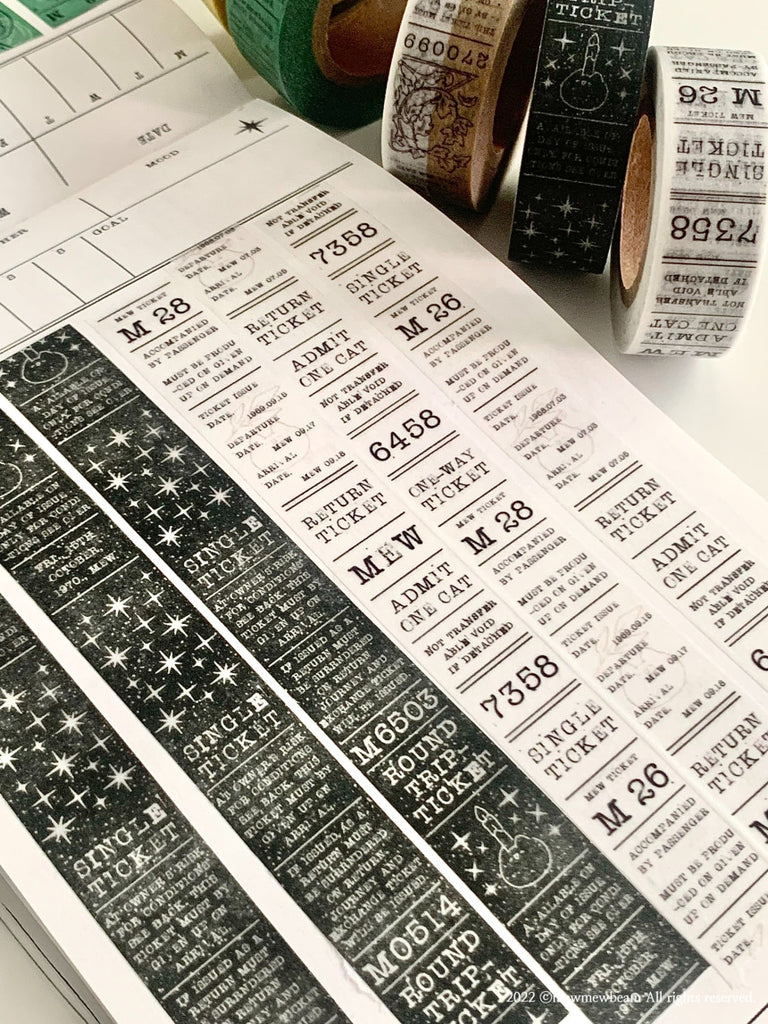 Mewmewbeam Washi Tape: Black and White Ticket