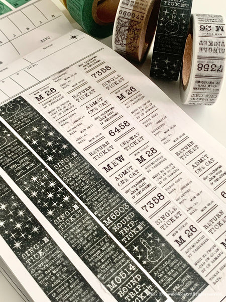 Mewmewbeam Washi Tape: Black and White Ticket