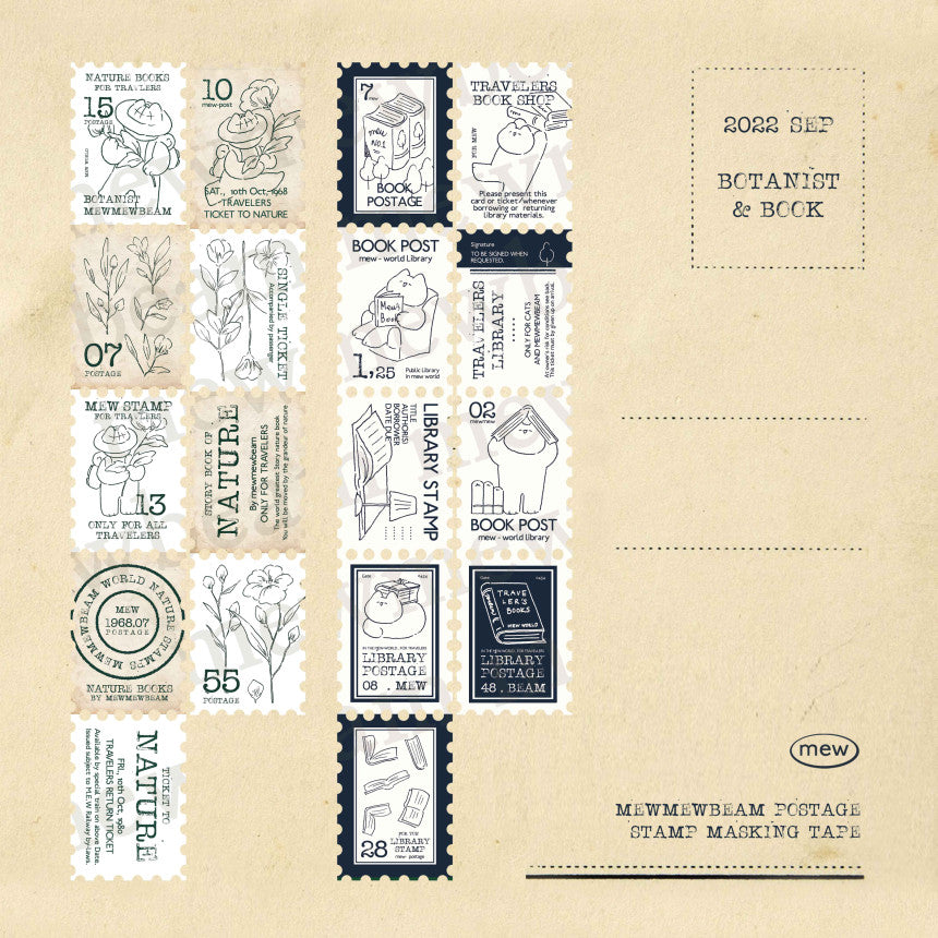 Mewmewbeam Washi Tape: Botanist Stamp