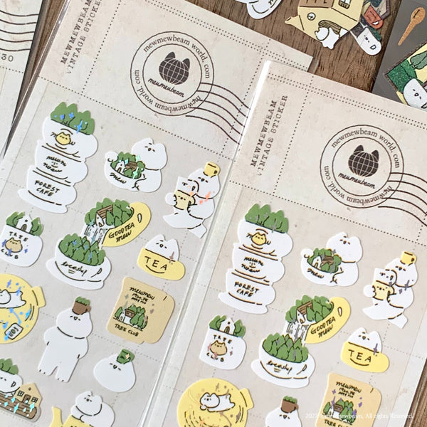 Mewmewbeam Sticker Sheet: Teacup World