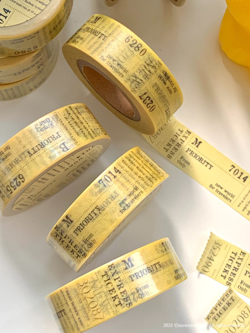 Mewmewbeam Washi Tape: Yellow Ticket