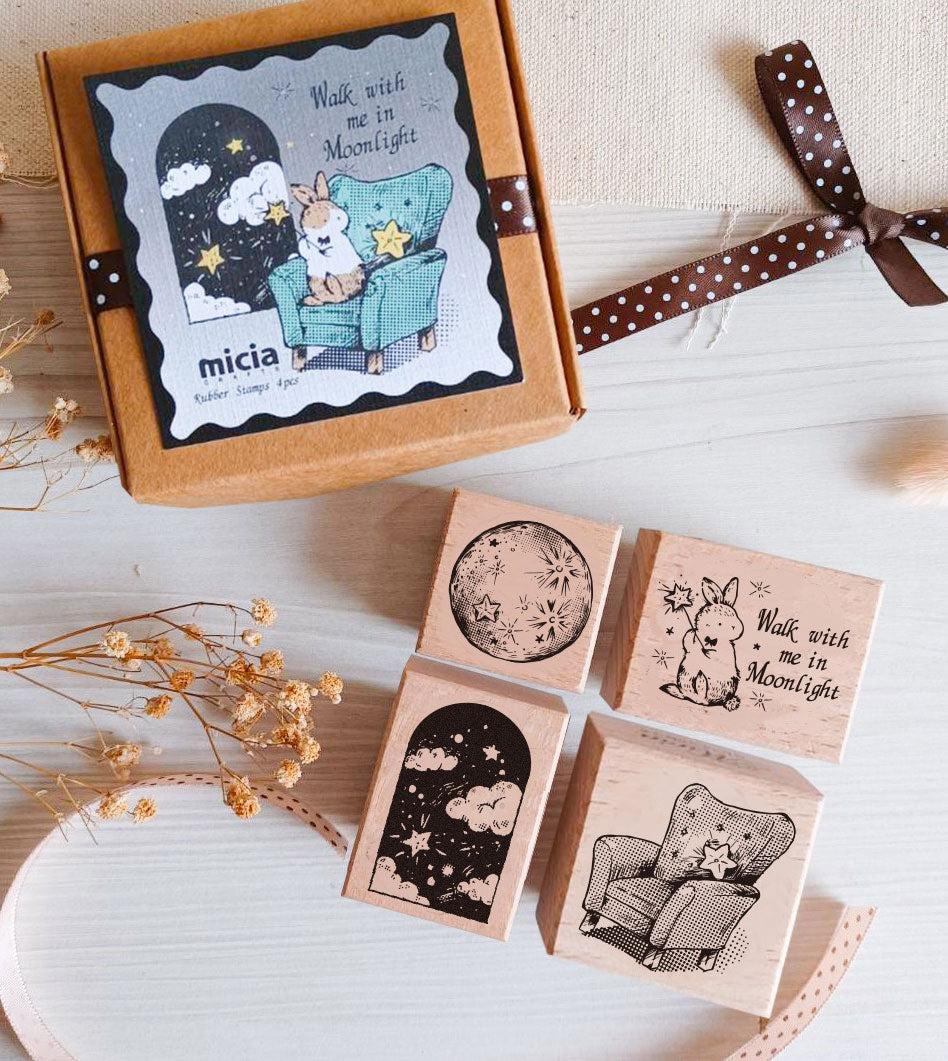 Micia Rubber Stamps Set: Walk with me in Moonlight