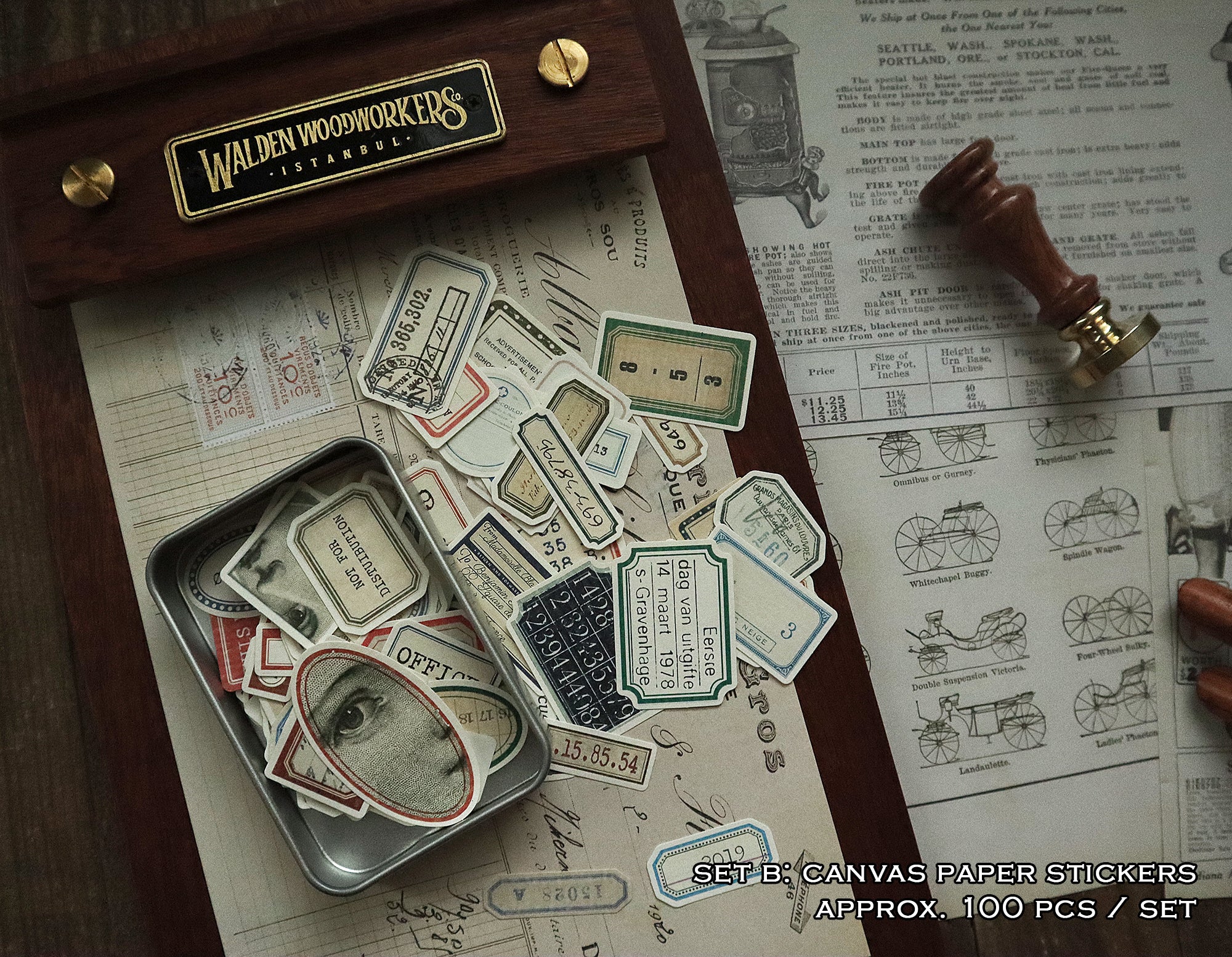Vintage Tin Box Stickers Set C – Papergame