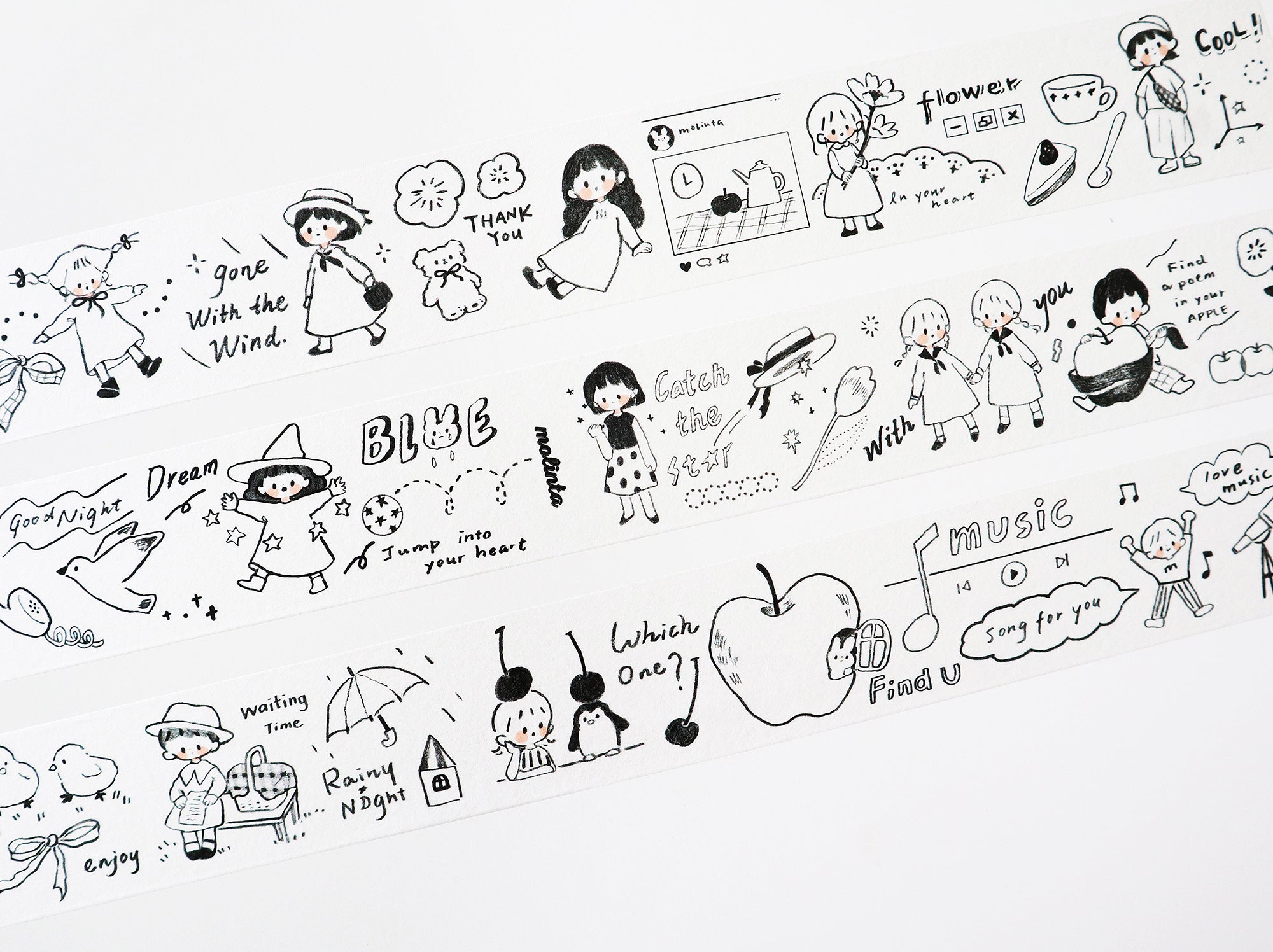 Molinta Washi Tape: Monochrome Doodles