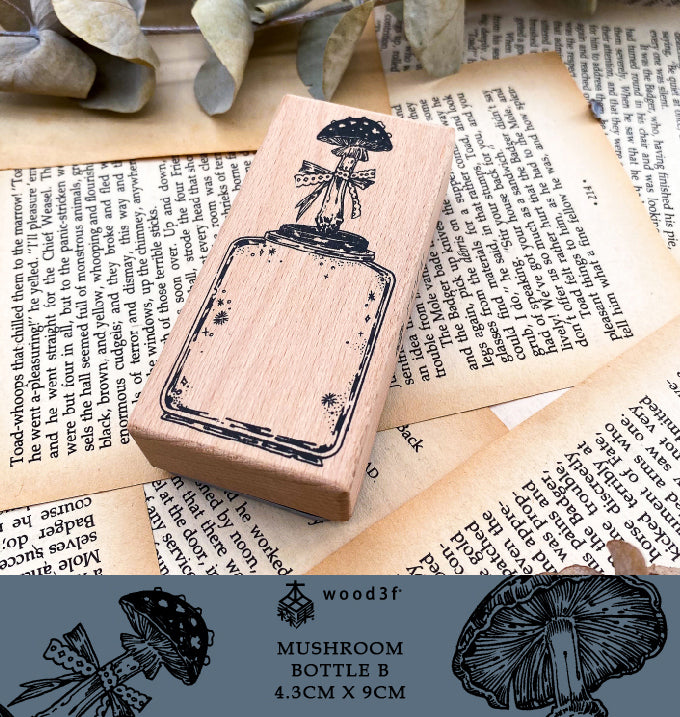 Wood3F Rubber Stamp: Mushroom Bottles 2