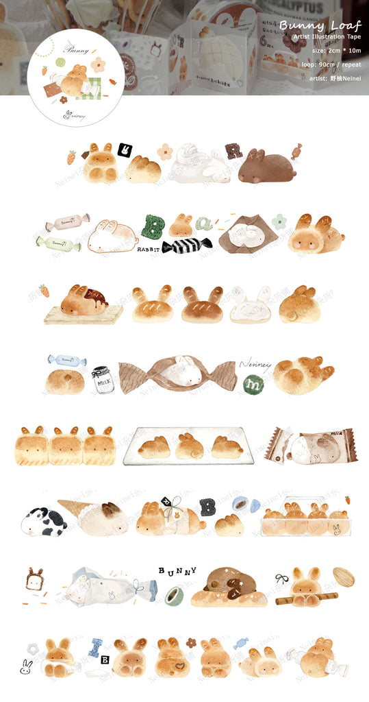 Neinei Illustration Masking Tape: Bunny Loaf