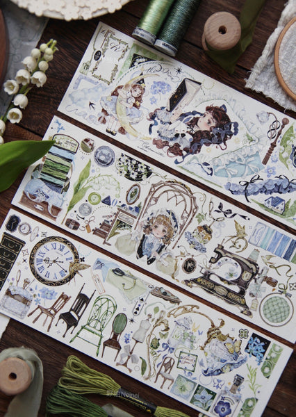 Neinei Illustration Masking Tape: Green Embroidery