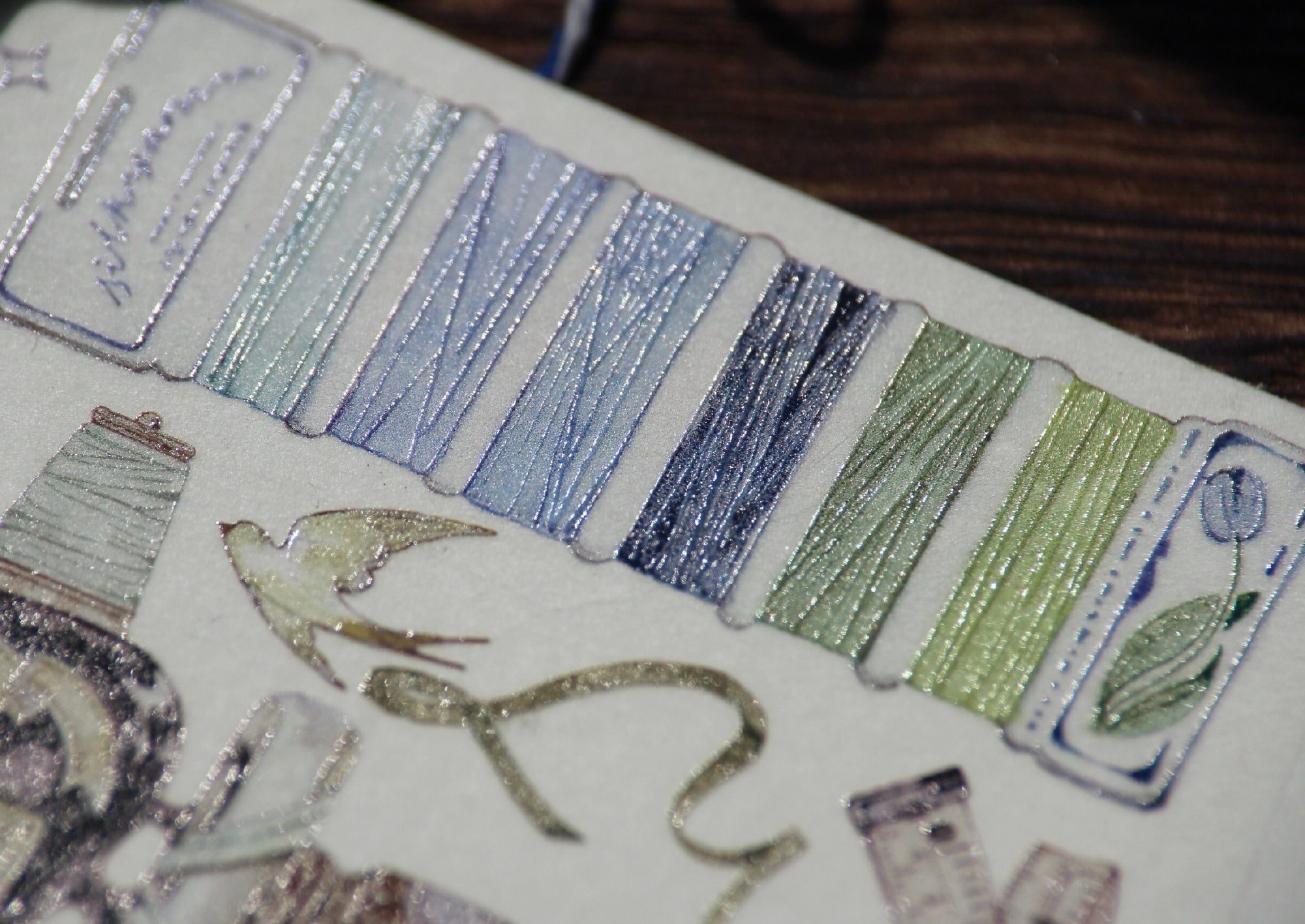 Neinei Illustration Masking Tape: Green Embroidery
