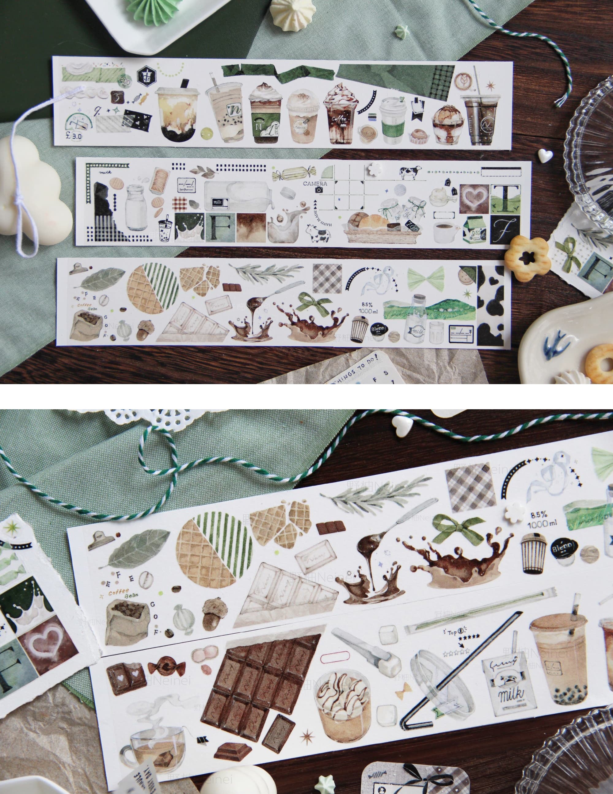 Neinei Illustration Masking Tape: Milk Tea