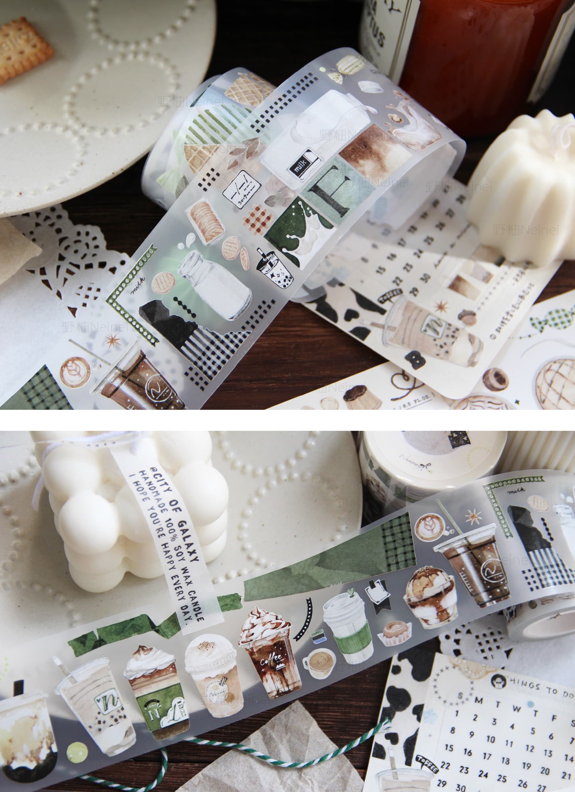 Neinei Illustration Masking Tape: Milk Tea