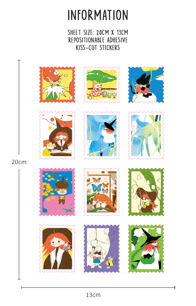 Nekocha Sticker Sheet: Stamps (Blue)
