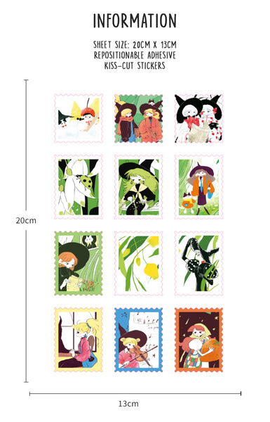 Nekocha Sticker Sheet: Stamps (Green)