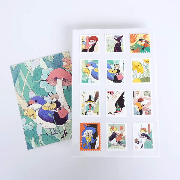 Nekocha Sticker Sheet: Stamps (White)