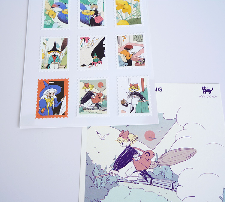 Nekocha Sticker Sheet: Stamps (White)