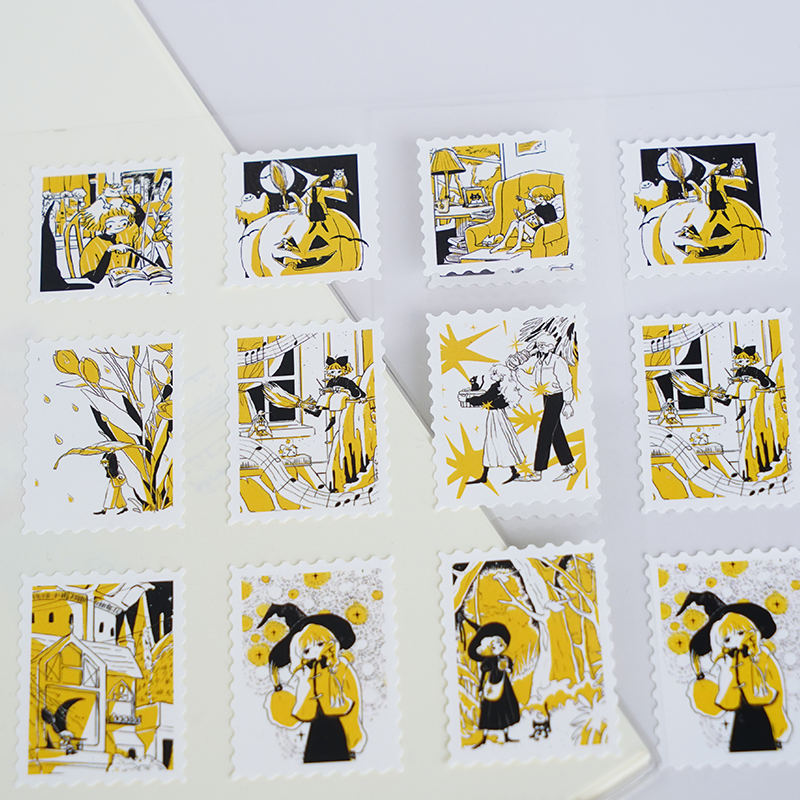 Nekocha Sticker Sheet: Stamps (Yellow)