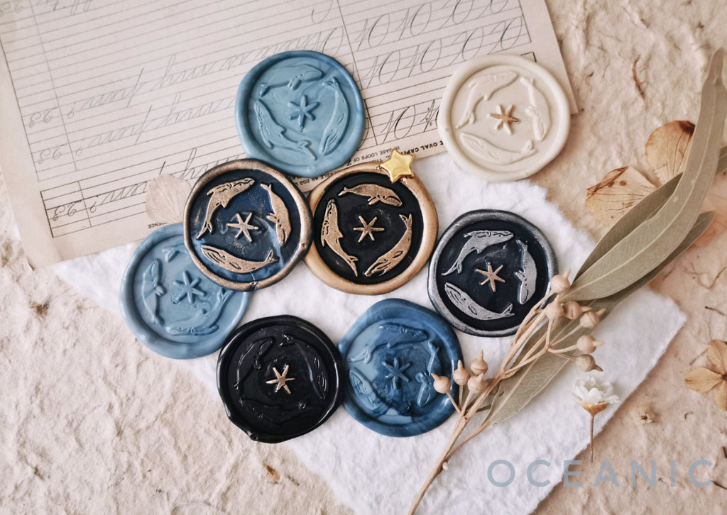 Oceanic Studio Wax Seal Stamp: Whales and Stars