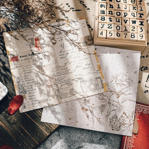 Botany Collage Themed Scrapbook Paper