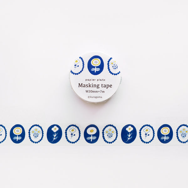 Kurogoma x Papier Platz Washi Tape: Blue Flowers