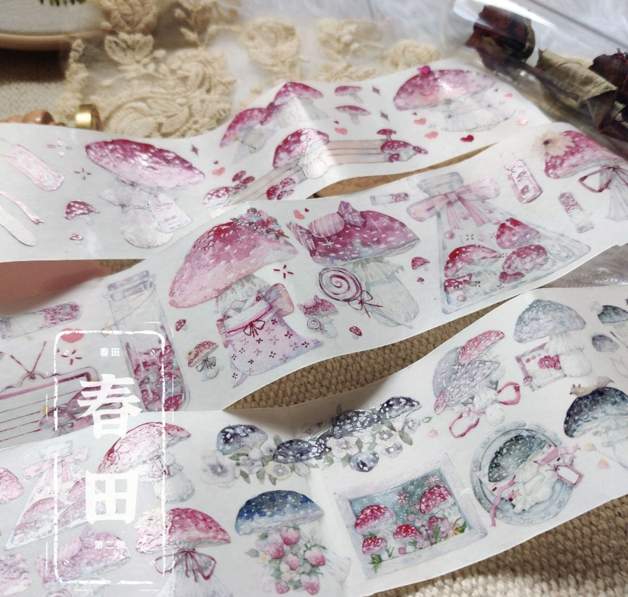 Pink Mushrooms Masking Tape