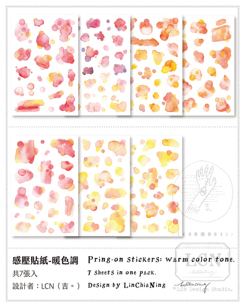 LCN Design Studio: Warm Color Watercolor Splotches Print On Stickers