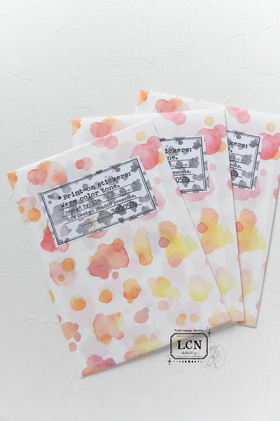 LCN Design Studio: Warm Color Watercolor Splotches Print On Stickers
