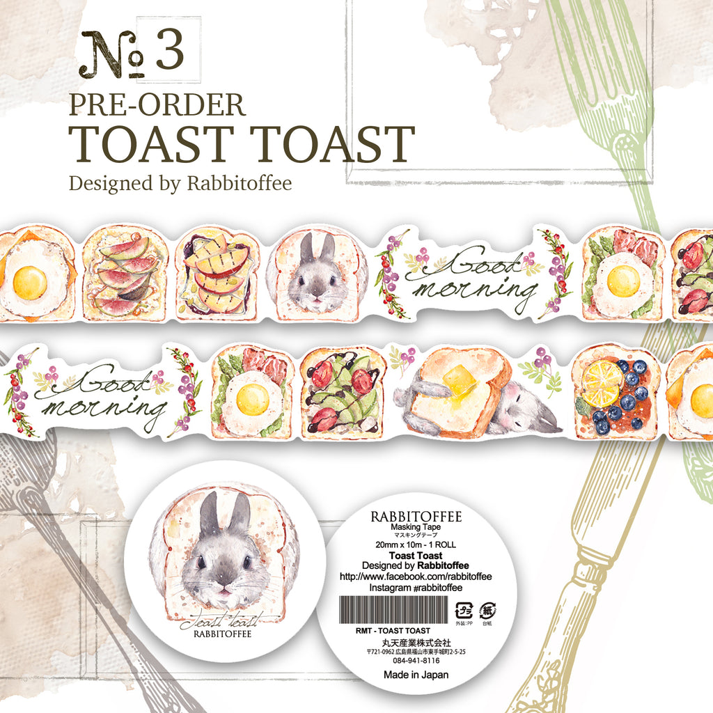 Rabbitoffee Washi Tape: Toast Toast