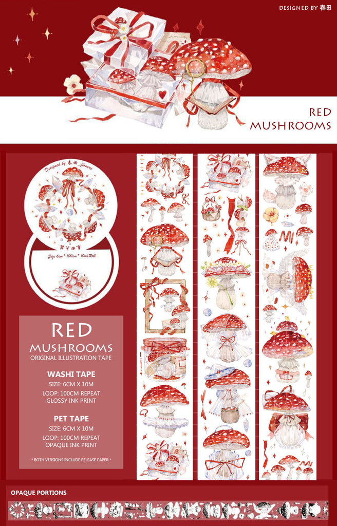 Red Mushrooms Masking Tape