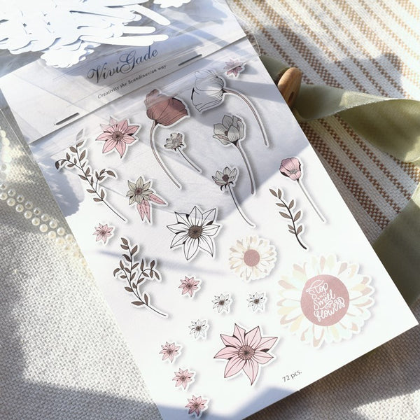 70PCS Scandinavian Flowers Card Toppers