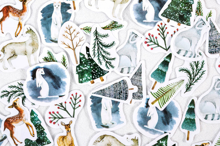 Snow Blanketed Forest Box Sticker Set