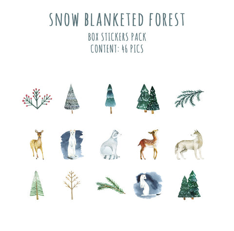 Snow Blanketed Forest Box Sticker Set