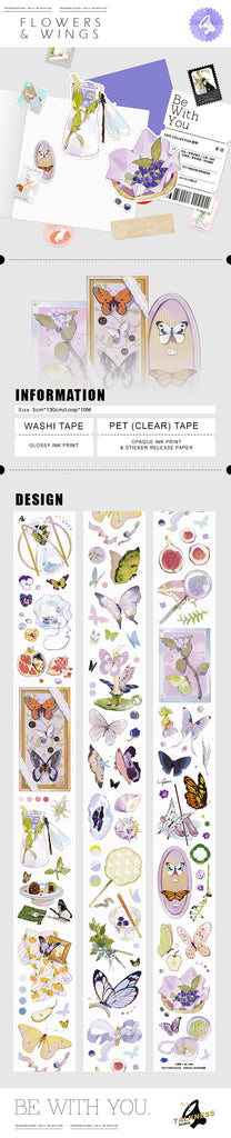 Talkness Studio Masking Tape: Flowers and Wings