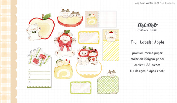 Tang Yuan Memo Paper: Fruit Labels Series