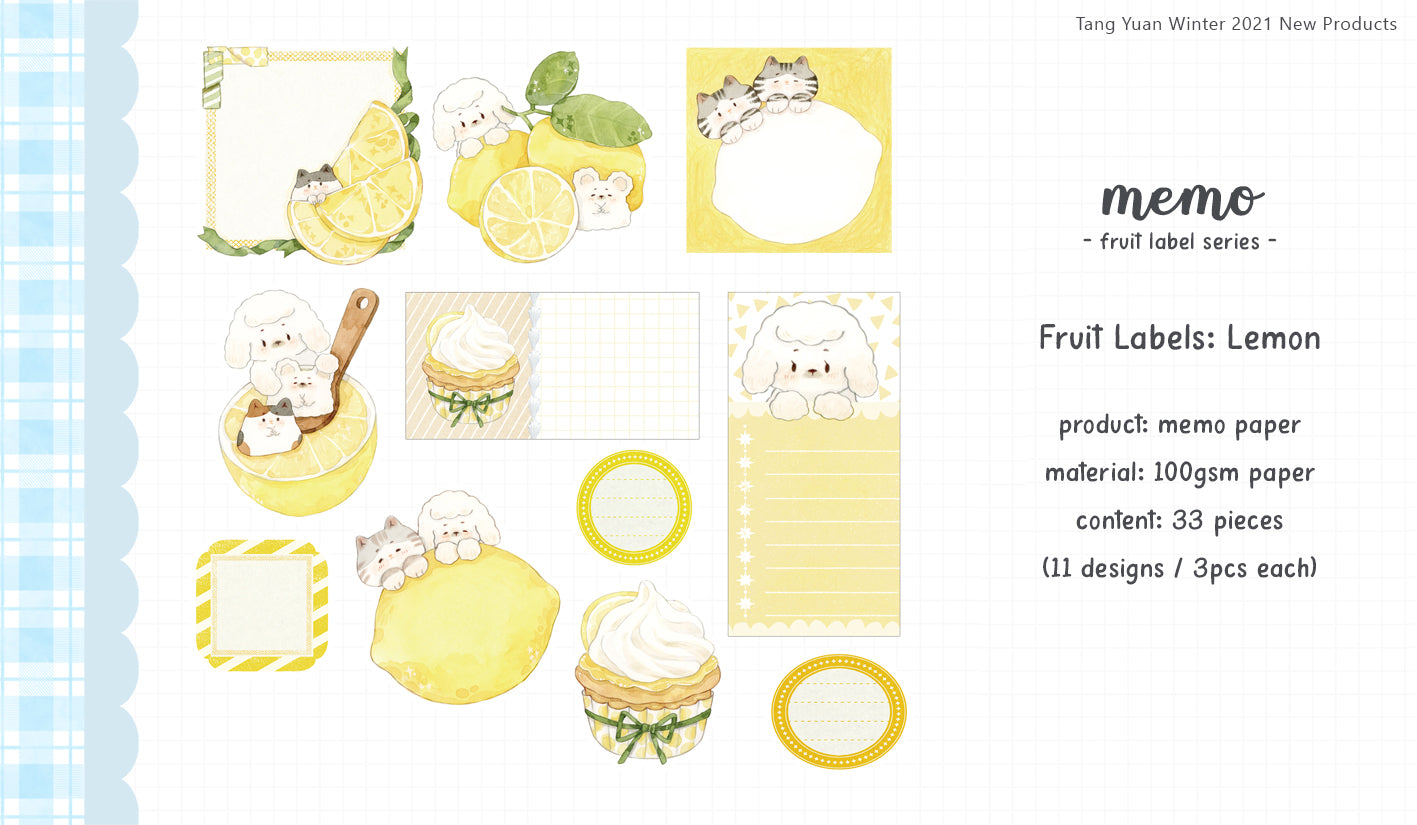 Tang Yuan Memo Paper: Fruit Labels Series
