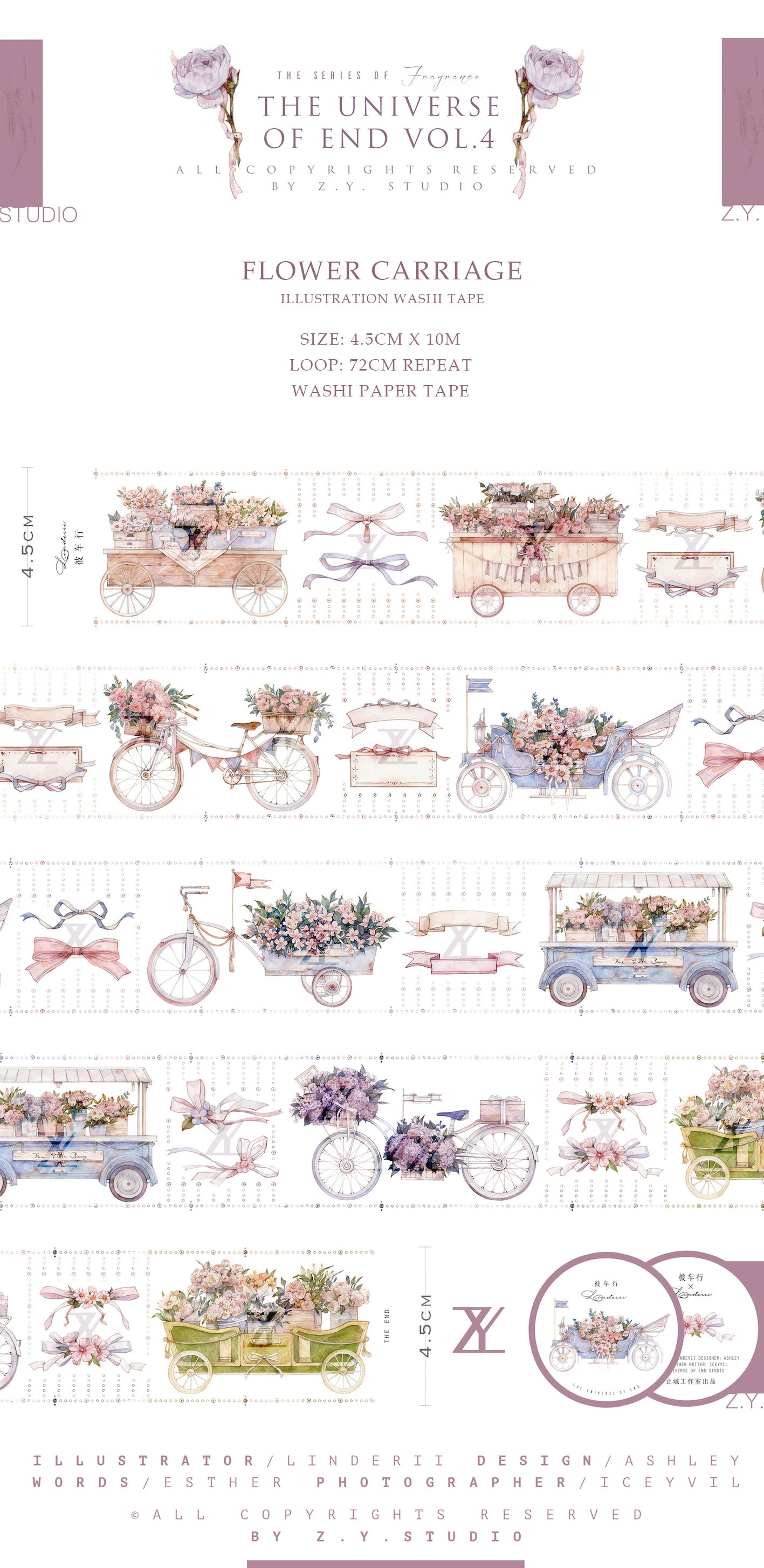 The Universe of End Washi Tape: Flower Book, Flower Carriage