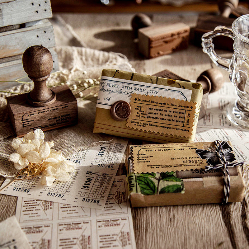 Vintage Tickets Wood Handle Stamps