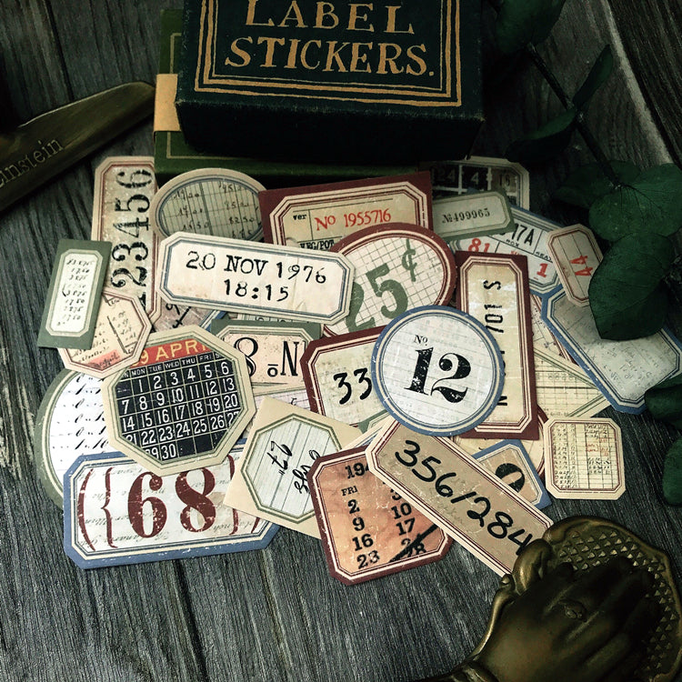 Vintage Number Labels and Tags Stickers