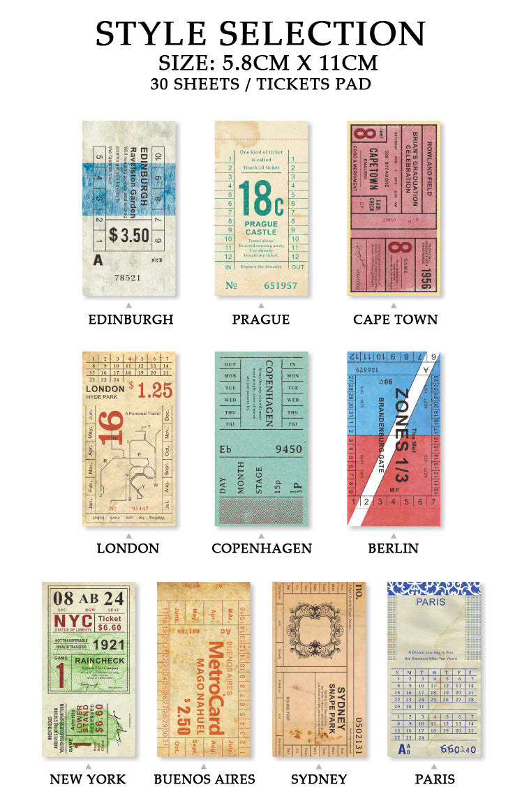 Vintage Tickets Paper Pad F